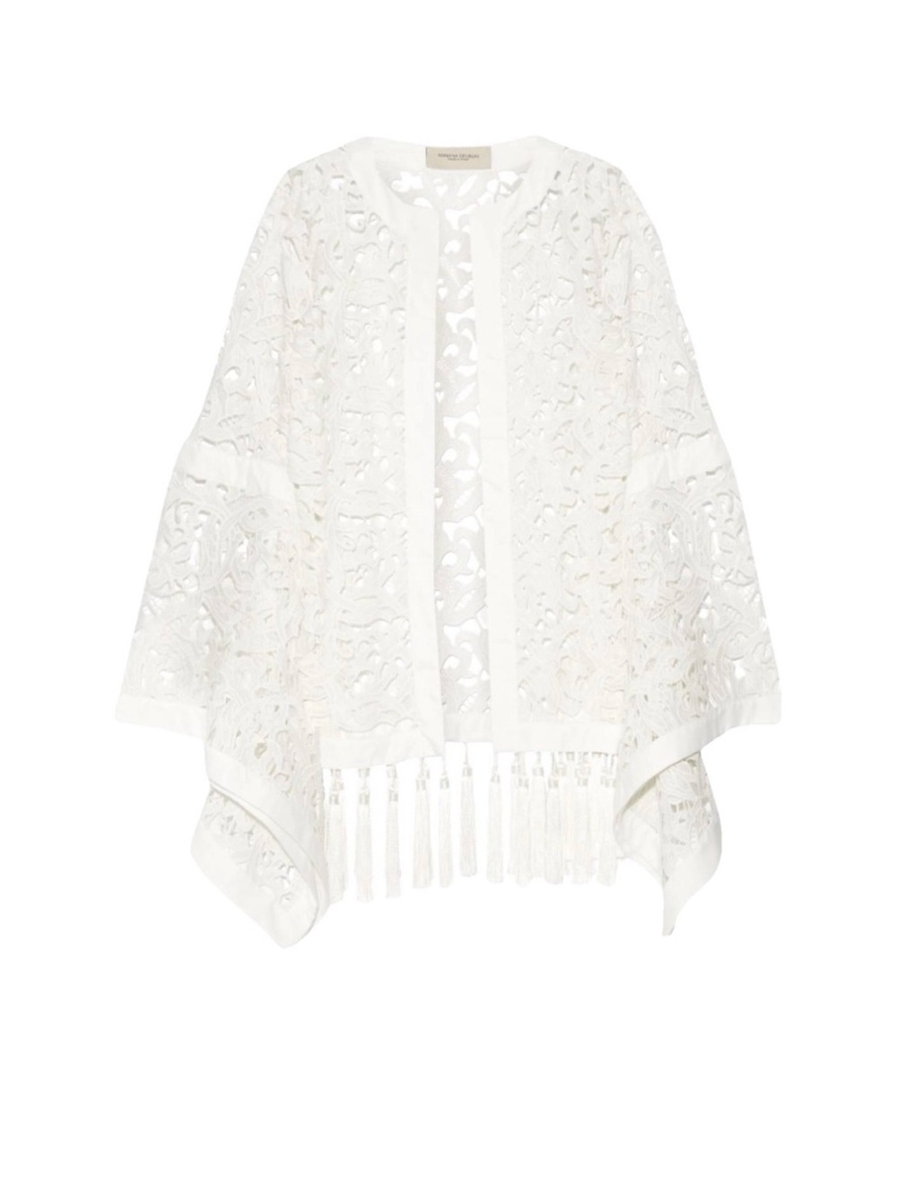 Women's White Crochet Fringe Swim Coverup